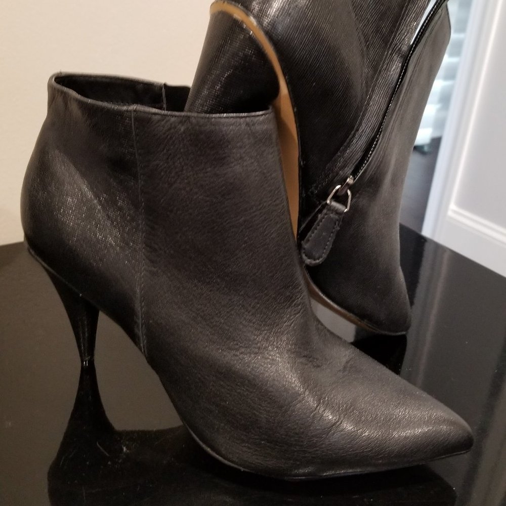 Black leather ankle boot